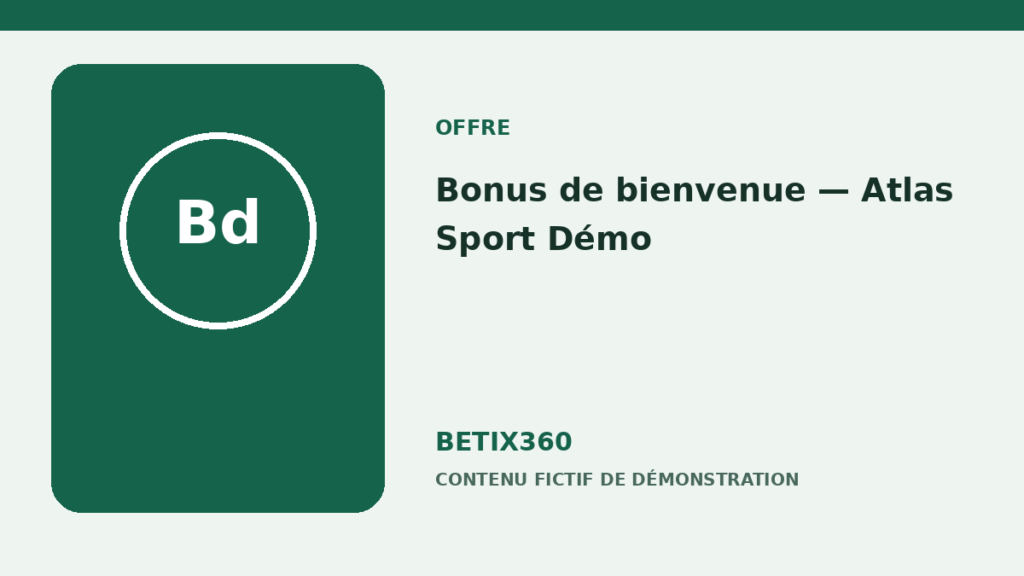 Illustration de démonstration pour Bonus de bienvenue — Atlas Sport Démo